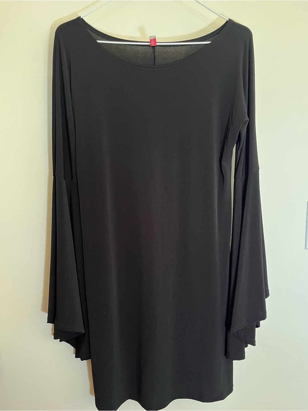 Black Long-Sleeve Swing dress with Fluted Sleeves